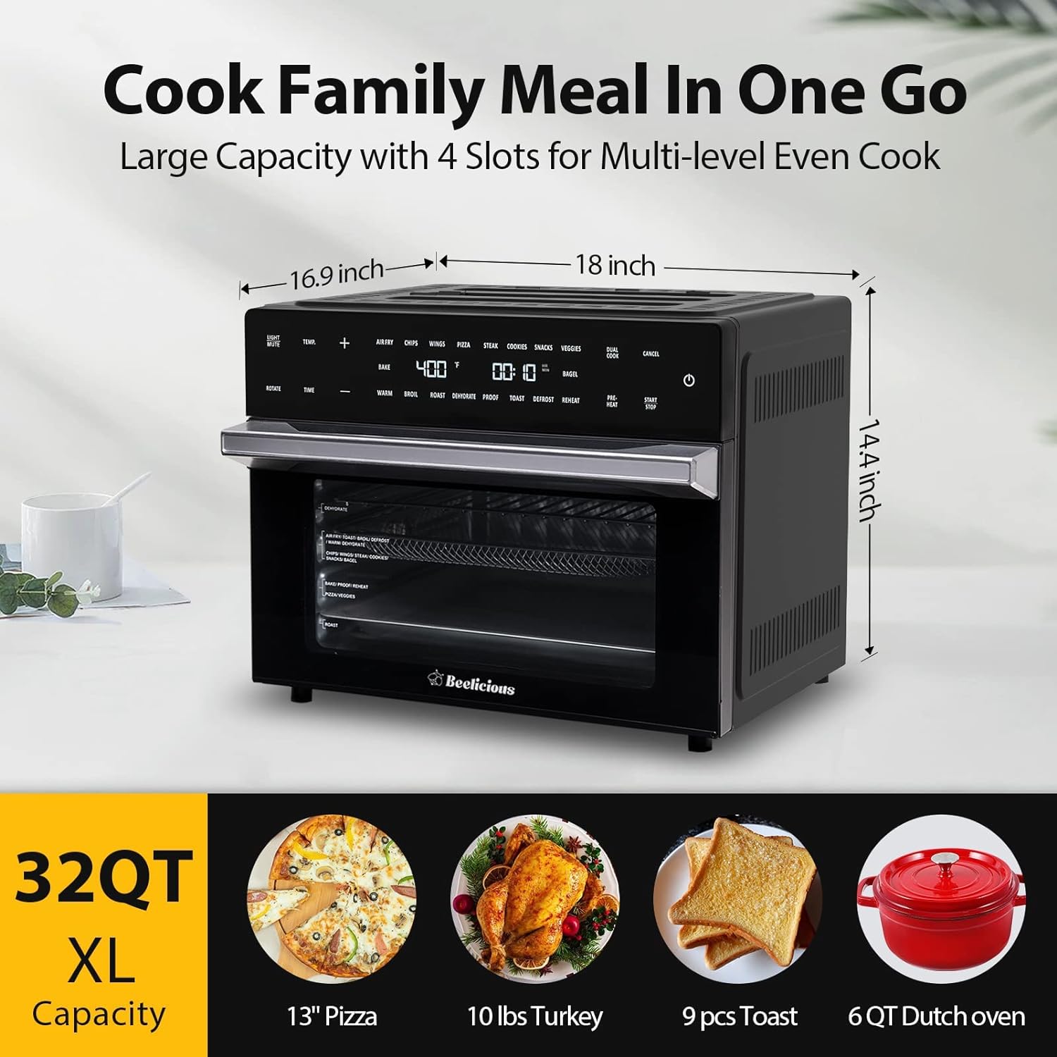 Extra Large Air Fryer, 19-in-1 Air Fryer Oven Combo