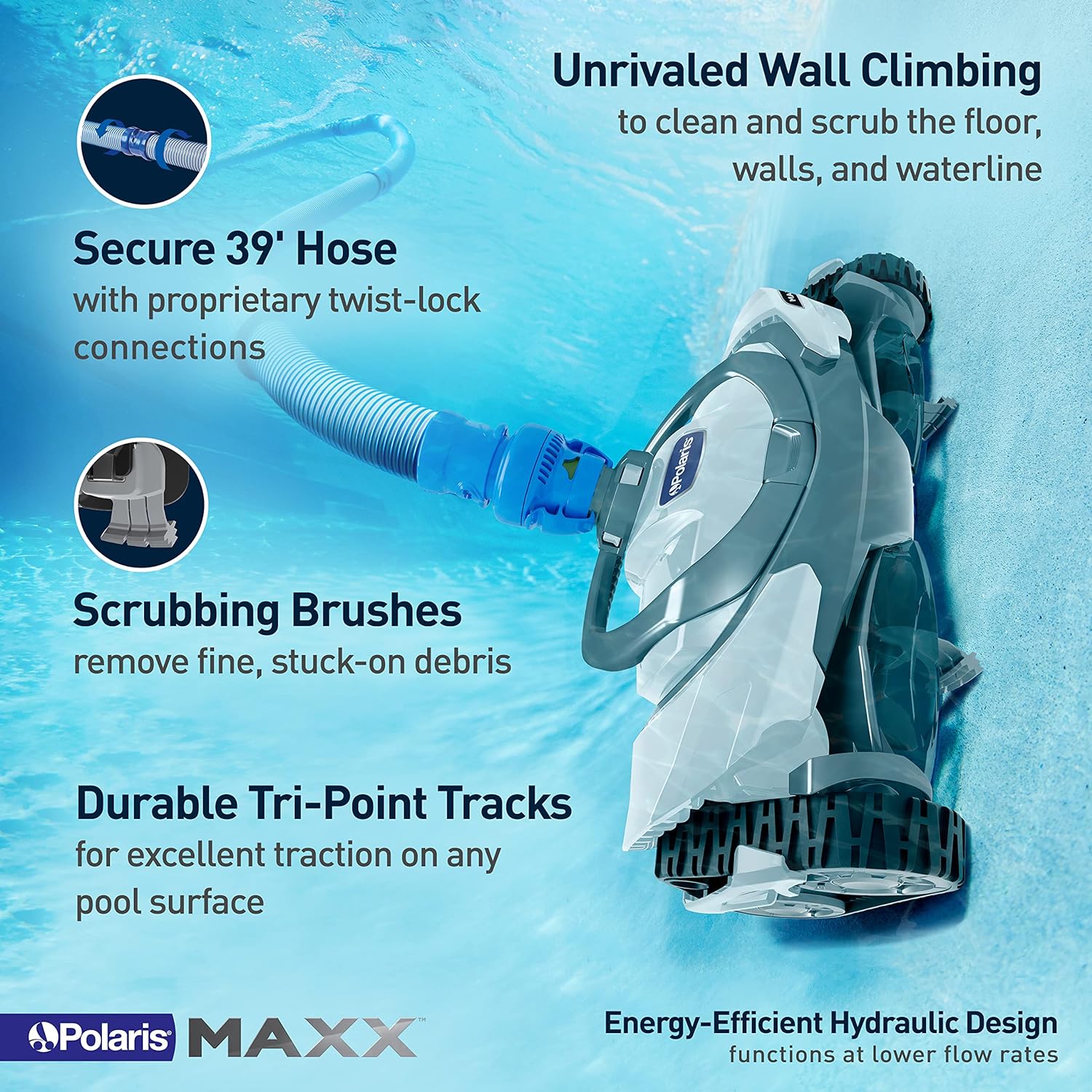 Premium Suction-Side Automatic Pool Cleaner for All In-Ground Pool Surfaces, Smart Navigation, Energy Efficient, Halo Technology for Easy Debris Removal