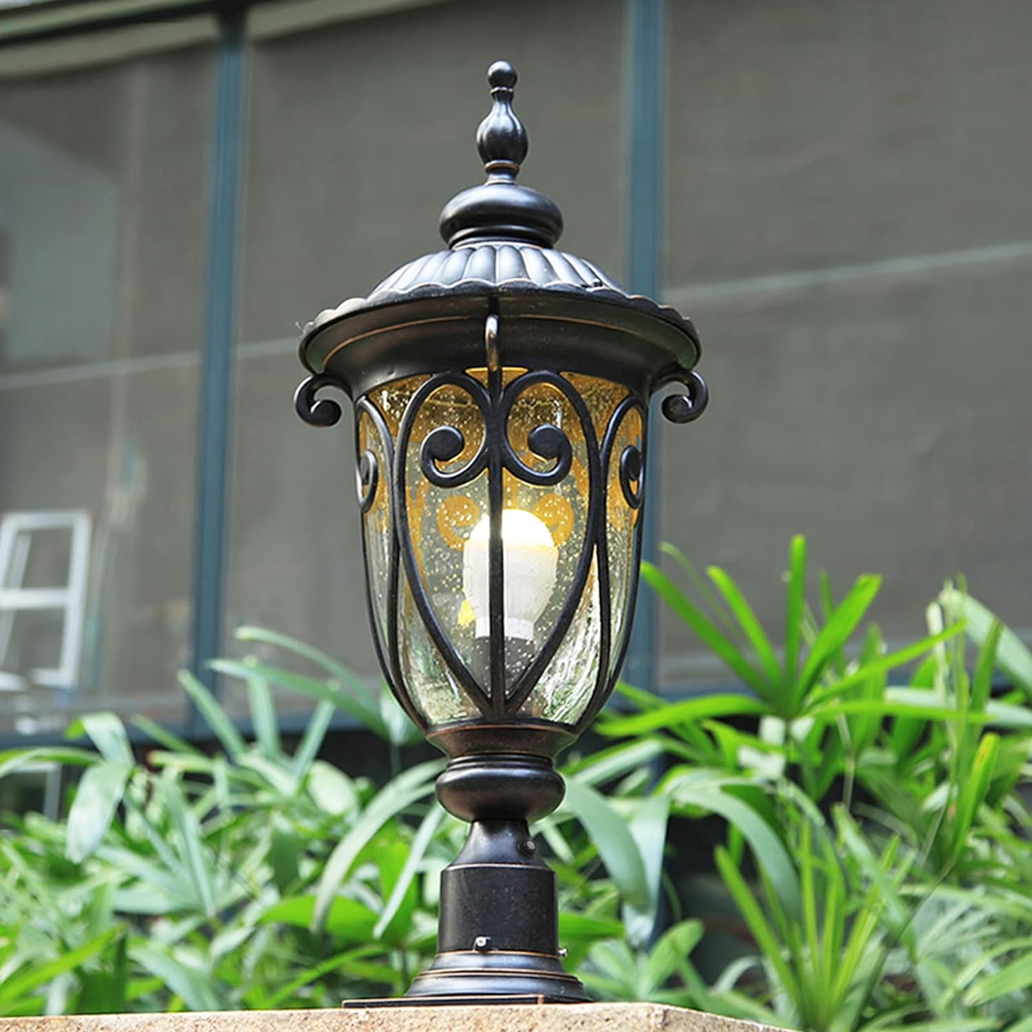 23" Large Outdoor Wall Light for Porch, 2 Pack Aluminium Exterior Wall Mount Lantern for House, Vintage Bronze Outside Wall Sconce with Clear Seeded Glass Shade for Garage