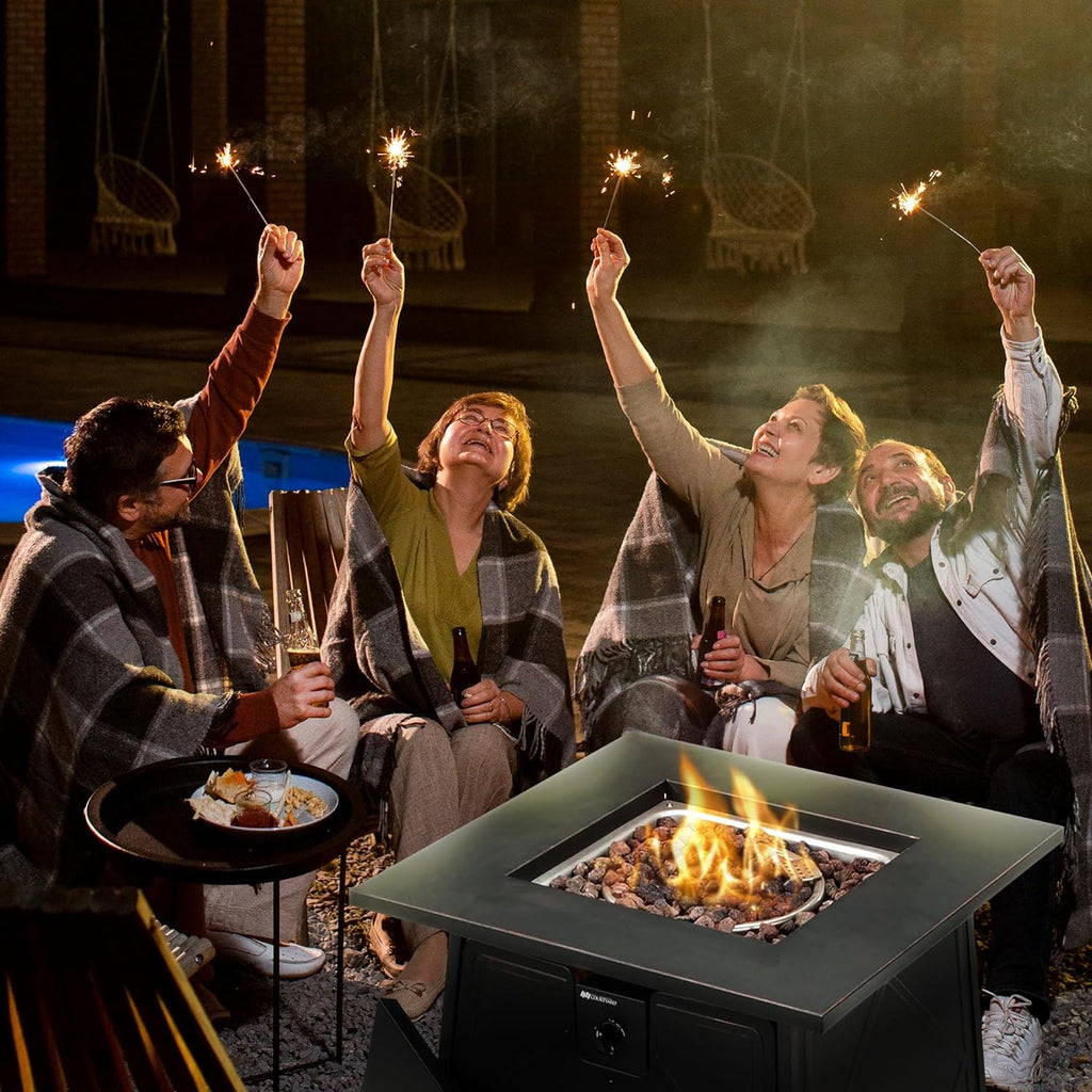 Four Seasons Patio Dual Heat 50,000 BTU Square Gas Fire Pit